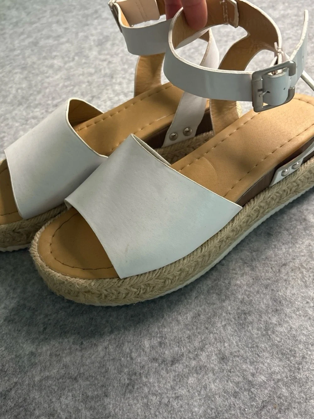 White Espadrille Platform Sandals with Ankle Strap